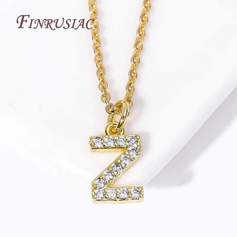 A-Z Initial Letter Pendant Necklace | 18K Gold Plated Choker Initial Pendant Necklace P3 18K Gold Plated-Z