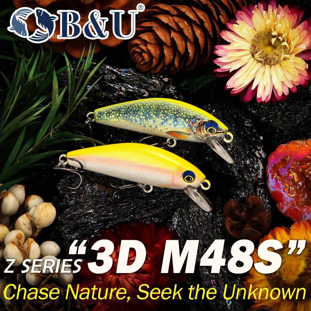 B&U 3D Sinking Minnow Hard Bait – Trout Bass Pike Fishing Lure Sinking Minnow Lure P3