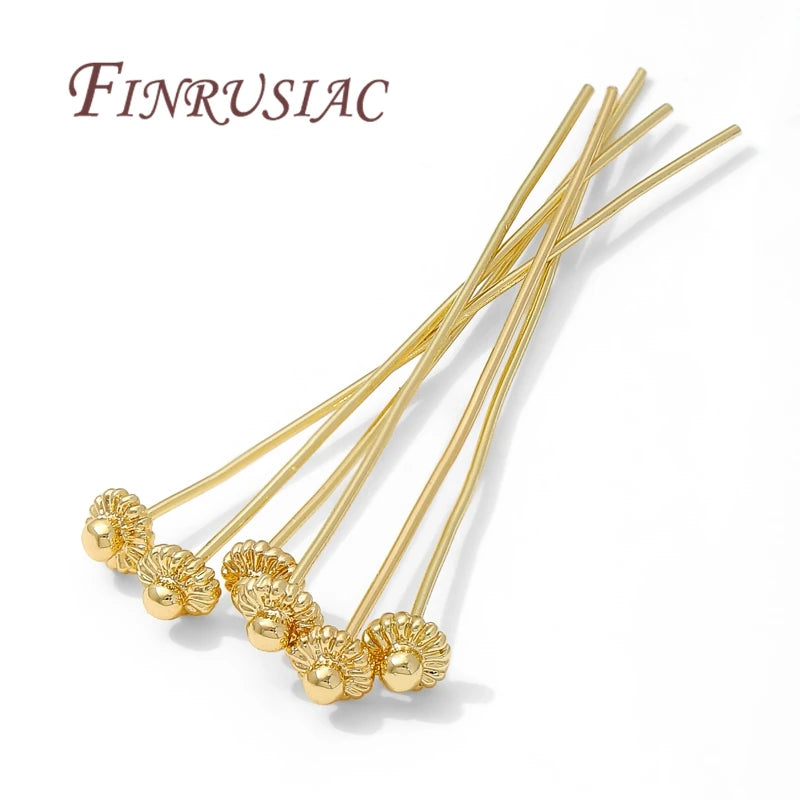 18K Gold-Plated Brass Flower Pins – DIY Earring Findings 10/20pc Jewelry Making Findings P3