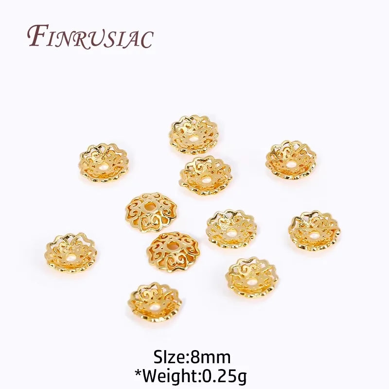 8mm 18K Gold Plated Filigree Flower Bead Caps | DIY Jewelry Jewelry Bead Caps P3 18K Gold Plated 20 pcs