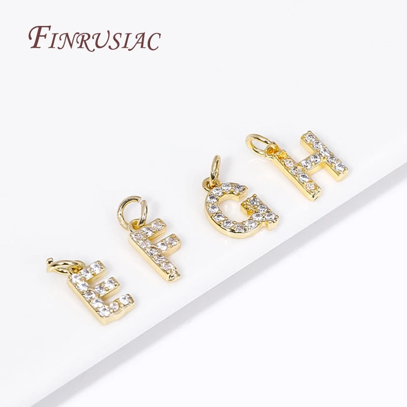 18K Gold Plated Zircon Letter Pendants A-Z Alphabet Charms Letter Pendant Charms P3