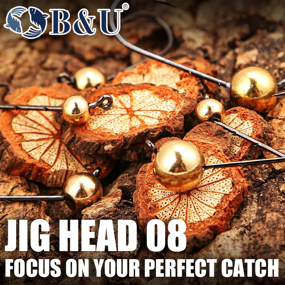 B&U 5pc Micro Jig Head Hooks 0.5g–4g | Soft Worm Fishing Jig Head Hooks P3