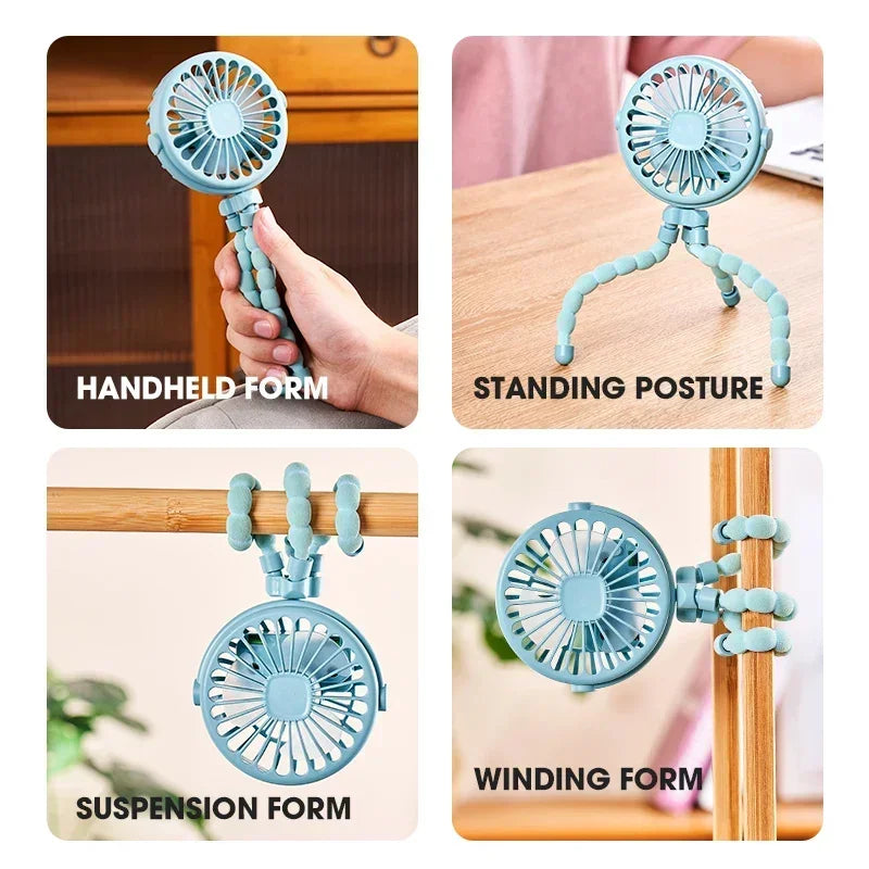 Mini Clip Fan – Flexible USB Rechargeable with Night Light Portable Clip Fan P3