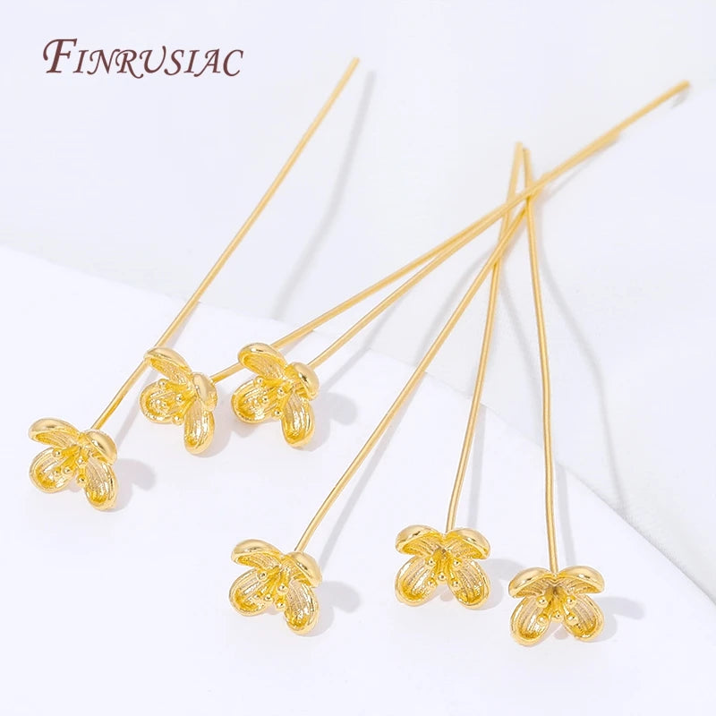 18K Gold Plated Flower Head Pins – DIY Jewelry Making Findings Jewelry Making Pins P3