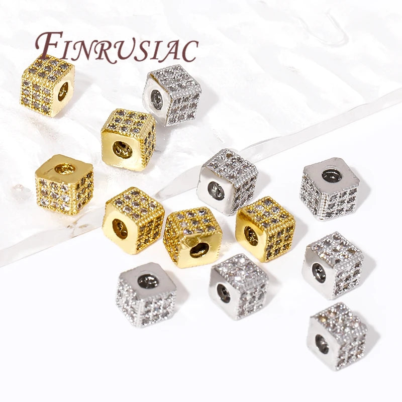 18K Gold Plated Brass Zircon Square Spacer Beads – DIY Jewelry Jewelry Spacer Beads P3