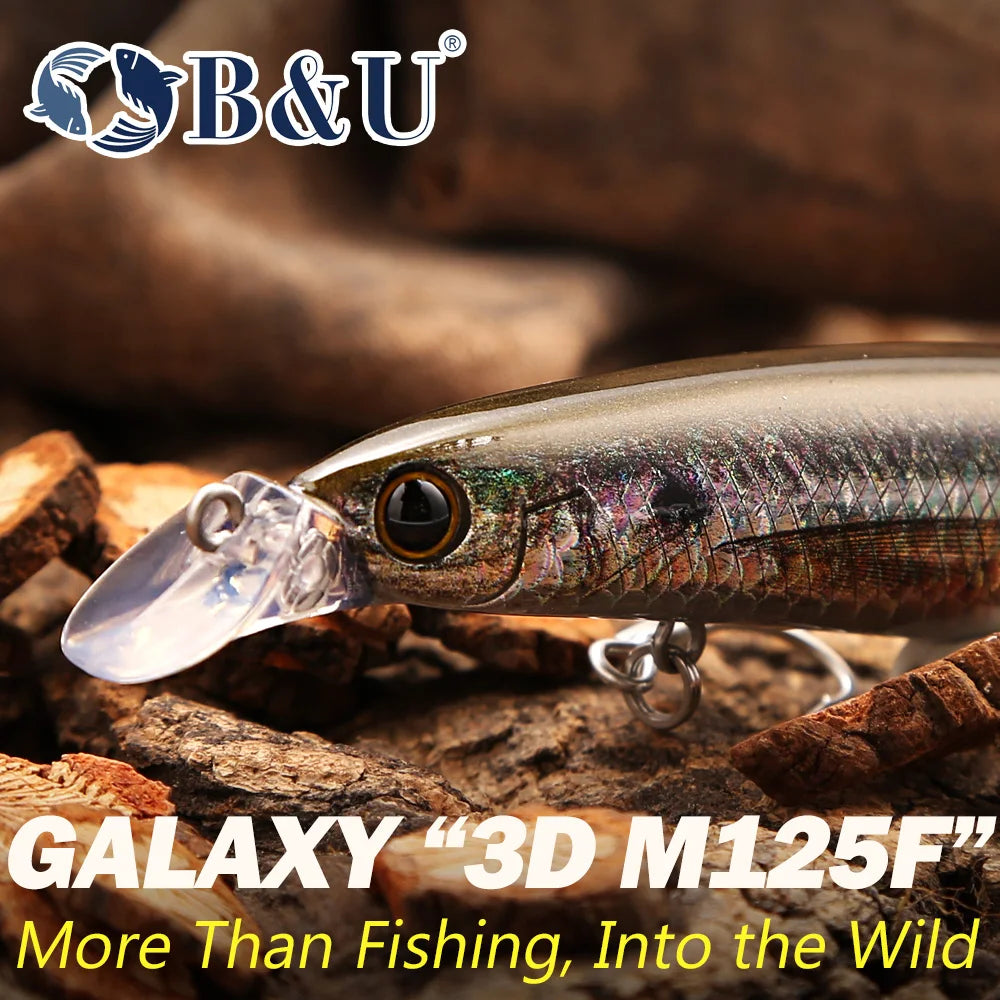 B&U Floating Minnow Lure – 3D Hard Bait with Treble Hooks Fishing Minnow Lure P3