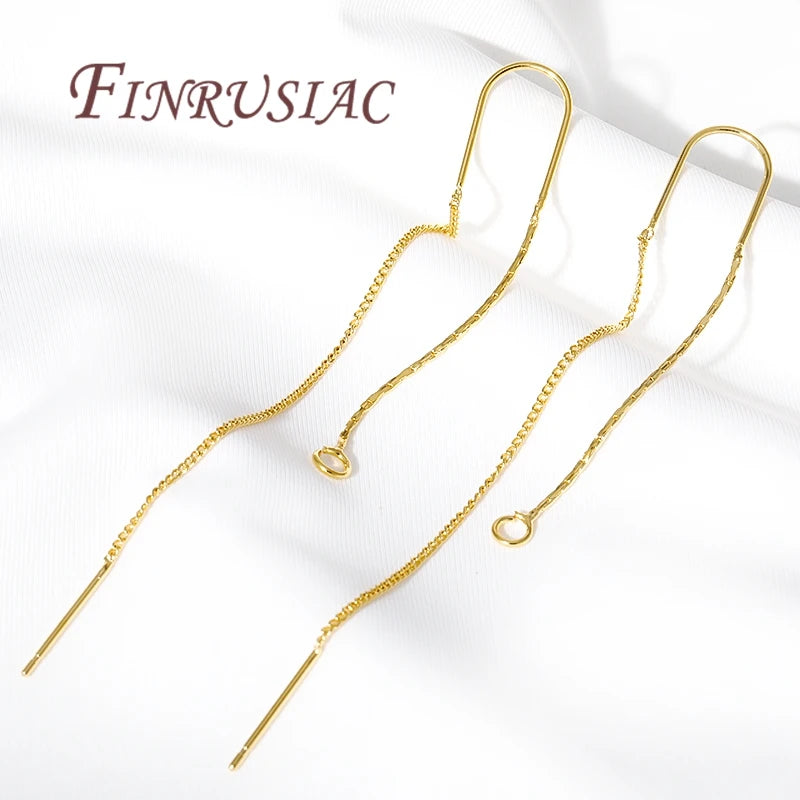 18K Gold Plated Long Tassel Ear Wires | Brass DIY Earring Findings Earring Findings P3
