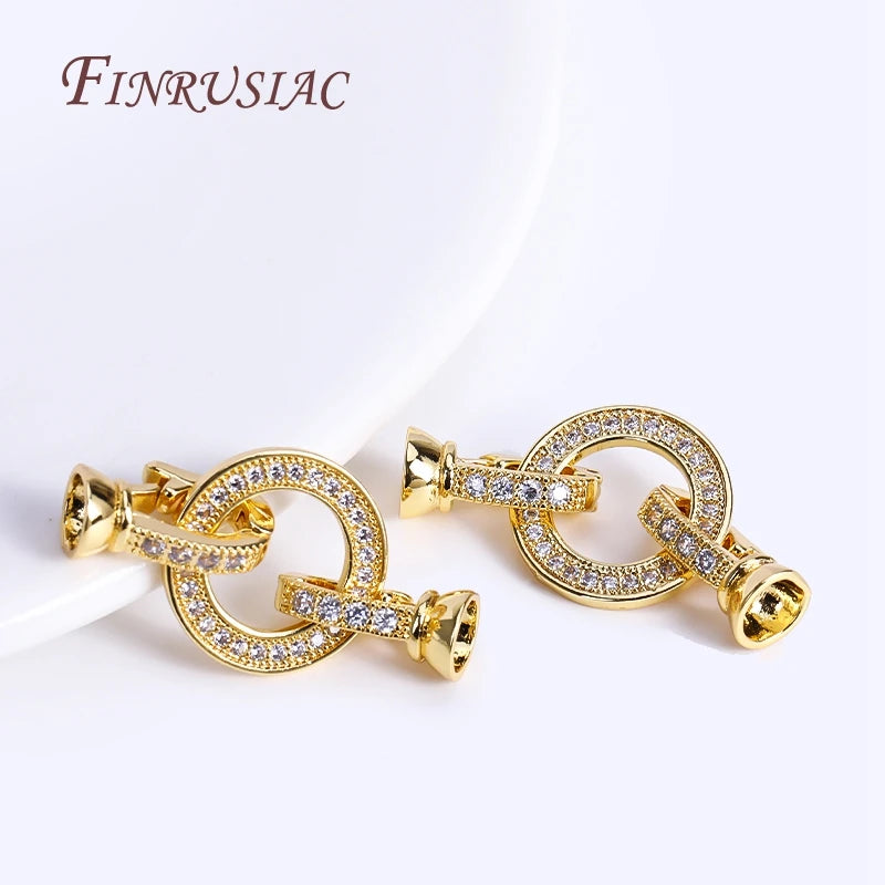 18K Gold Plated Zircon Lock Clasp for DIY Necklace Jewelry Jewelry Clasp Finding P3
