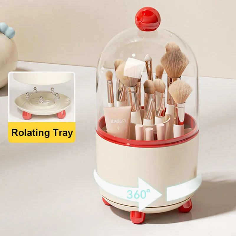 360° Rotating Makeup Brush Holder with Dustproof Lid Makeup Brush Organizer P3