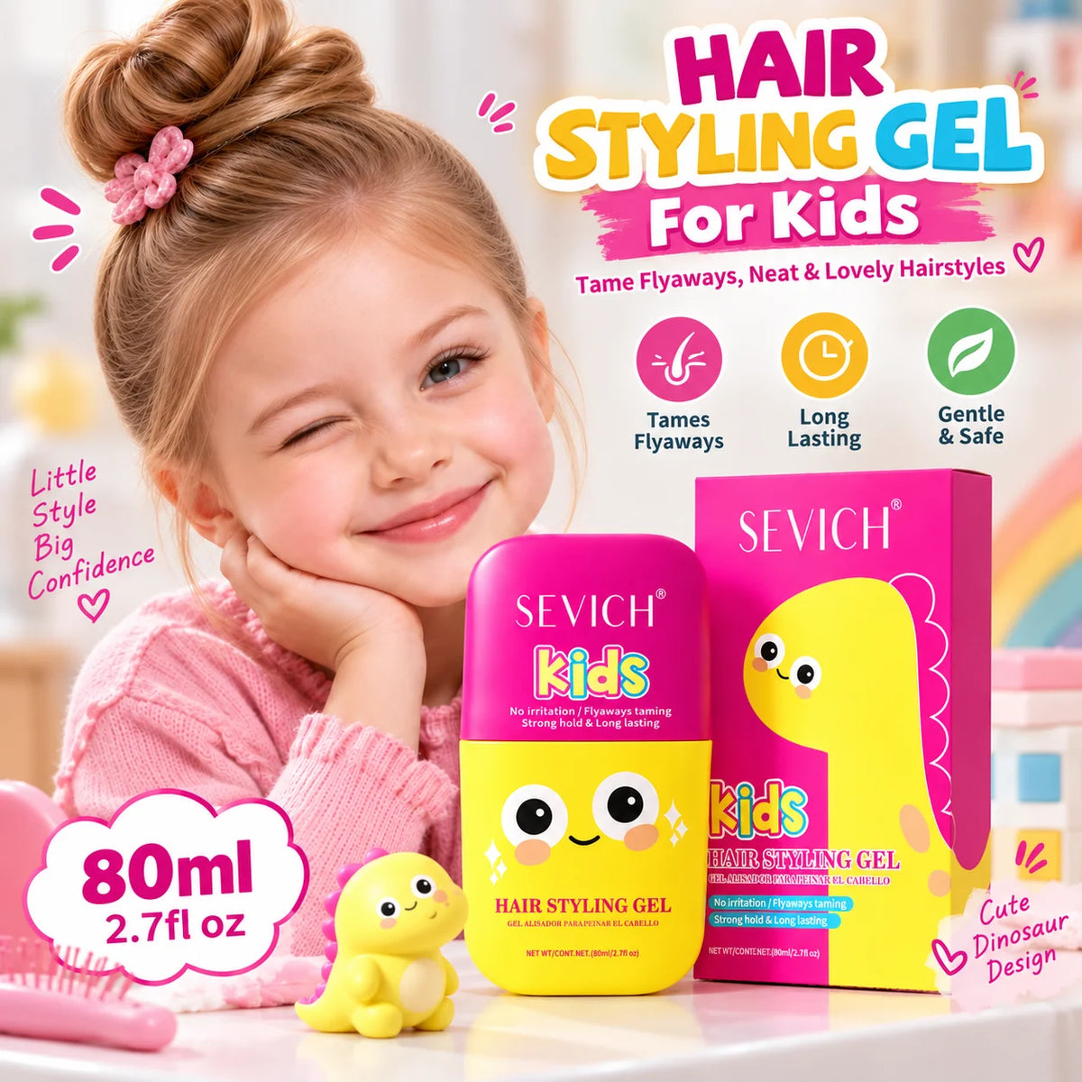 Sevich Kids Hair Styling Gel 80ml | Built-In Comb Flyaway Tamer Kids Hair Styling Gel P3