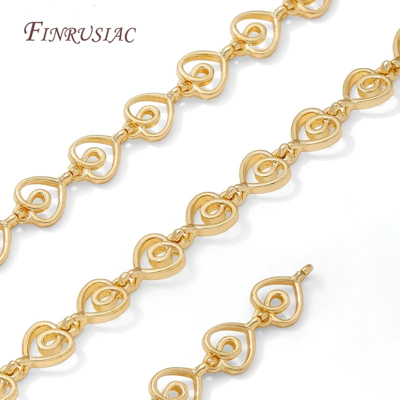14K Gold Plated Hollow Swirl Heart Link Chain – 1M DIY Spool Jewelry Making Chain P3