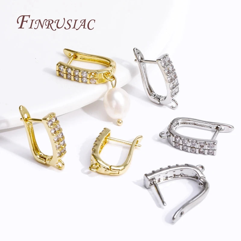 18K Gold Plated Zircon Earring Hook Clasps | DIY Jewelry Findings Earring Hook Findings P3