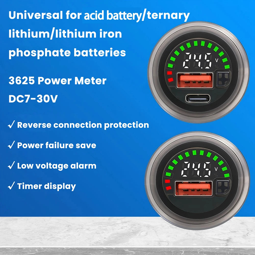 DC 7–30V Waterproof Digital Voltmeter & Battery Indicator Digital Voltmeter P3