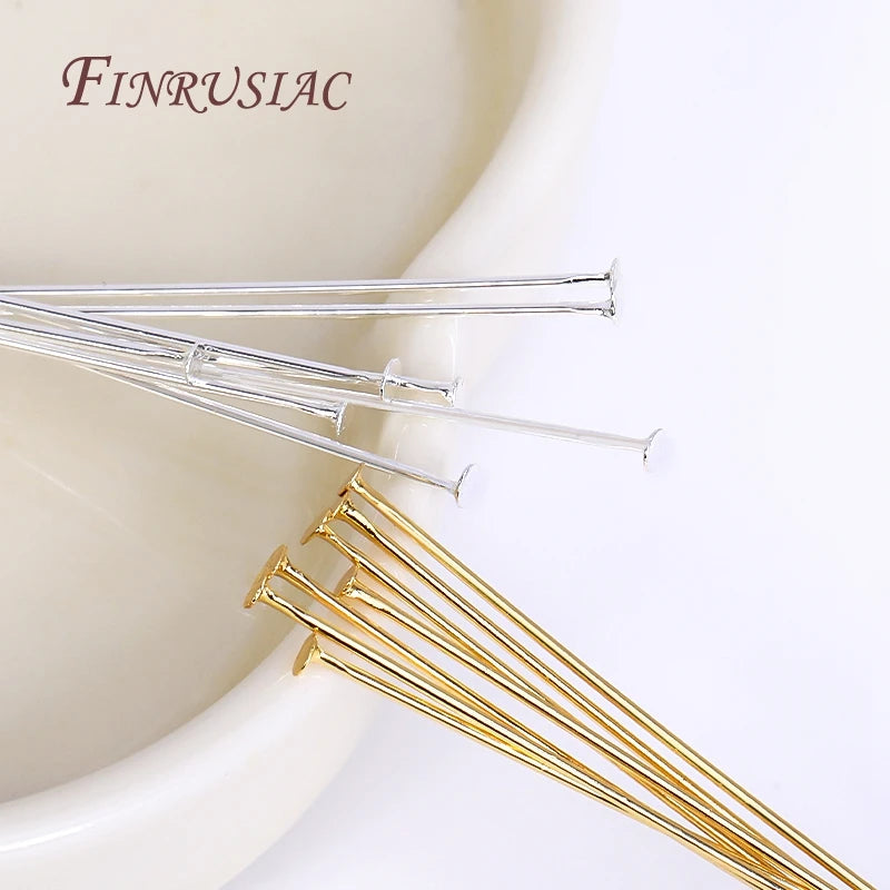 50 Pcs Flat Head Pins – 18K Gold & Silver Plated Jewelry Findings Jewelry Findings Pins P3