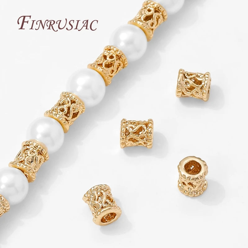 18K Gold Plated Brass Barrel Beads | DIY Jewelry Making Jewelry Making Beads P3