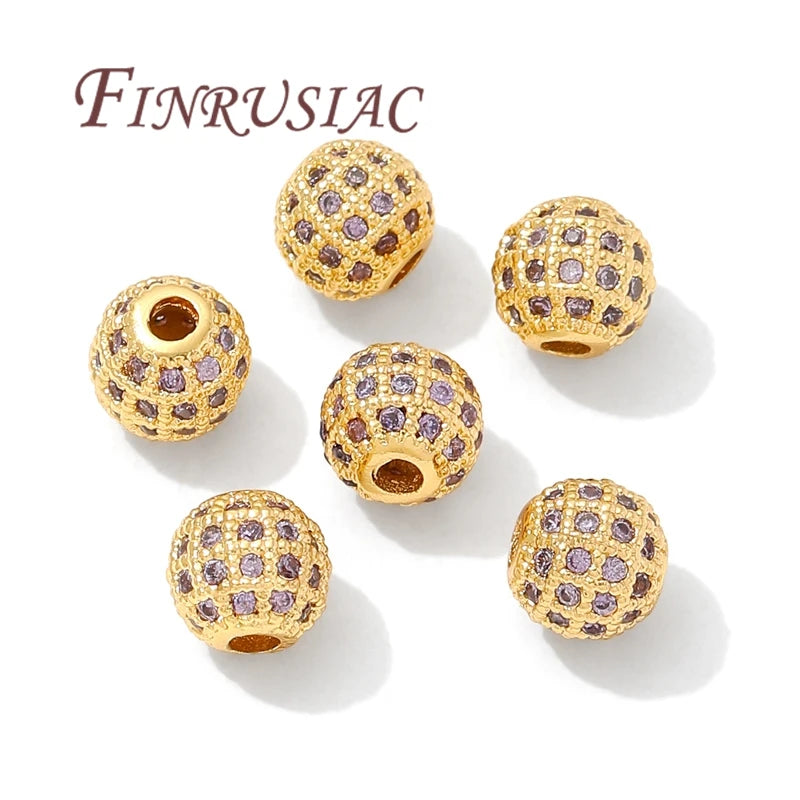 18K Gold Plated Zircon Spacer Beads – Brass DIY Jewelry Making Jewelry Spacer Beads P3