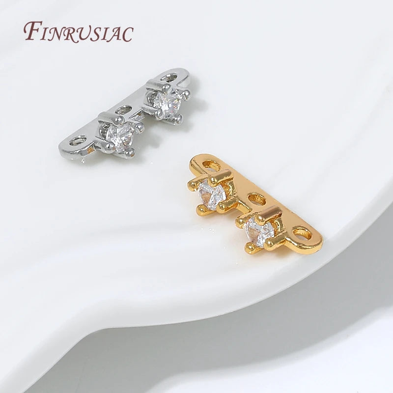 18K Gold Plated CZ 3-Hole Spacer Bar Connector | DIY Jewelry Jewelry Connector Finding P3