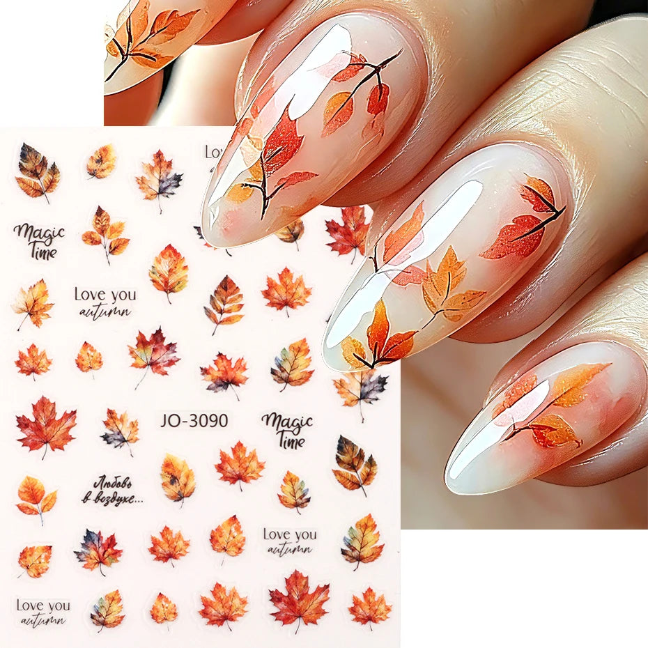 Autumn Maple Leaf Nail Stickers – Fall Nail Art Decals 2pcs Nail Art Stickers P3