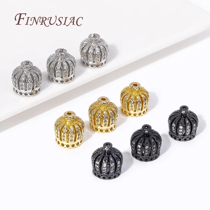 18K Gold Plated Brass Zircon Crown Bead Caps – DIY Jewelry Jewelry Bead Caps P3