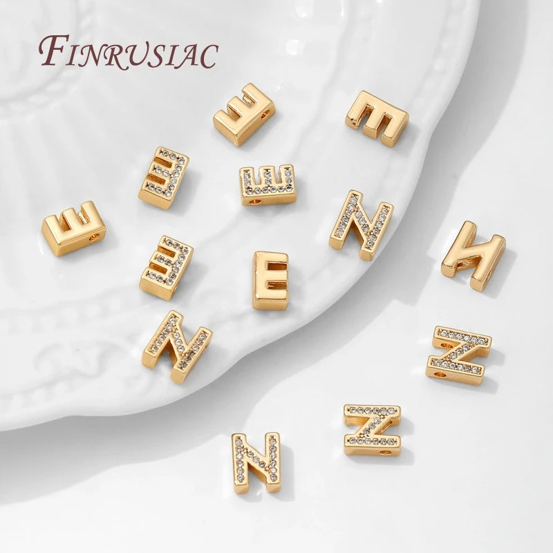 18K Gold Plated CZ Initial Letter Charms A–Z | DIY Jewelry Beads Initial Letter Charms P3