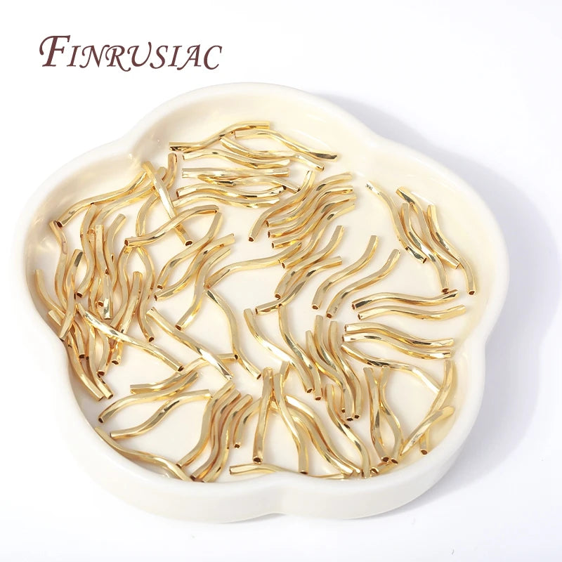 18K Gold Plated Wavy Tube Spacer Beads 1.8x20mm – DIY Jewelry Jewelry Spacer Beads P3