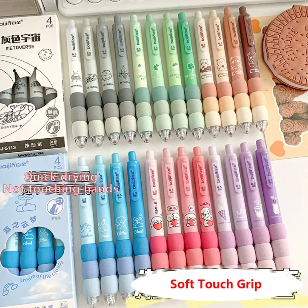 Soft Touch Gel Pens 0.5mm Black Ink – 4-Pack Set Gel Pen Set P3