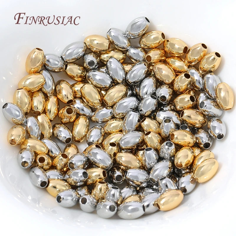 18K Gold Plated Oval Rice Spacer Beads | DIY Jewelry Making Jewelry Spacer Beads P3