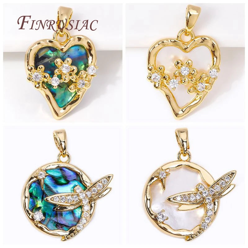 18K Gold Plated Abalone Dragonfly Charm Pendant | DIY Jewelry Jewelry Charm Pendant P3