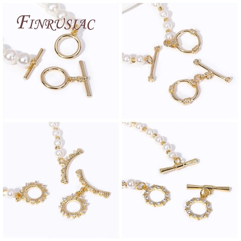 14K Gold Plated Zircon OT Toggle Clasps – 7 Styles DIY Jewelry Jewelry Toggle Clasp P3