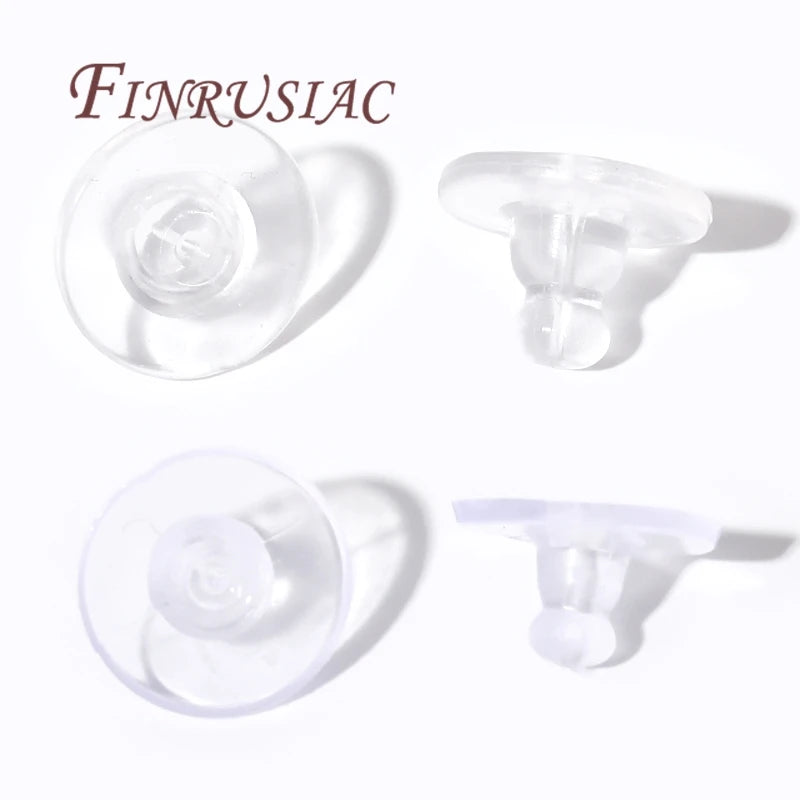 100Pcs Silicone Earring Backs – Gold Plated DIY Jewelry Findings Earring Back Findings P3