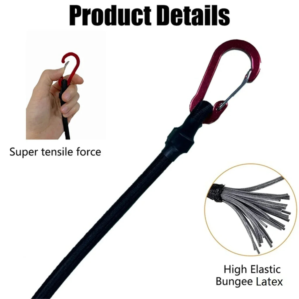 Elastic Bungee Cord with Carabiner | Camping Luggage Binding Bungee Cord Carabiner P3