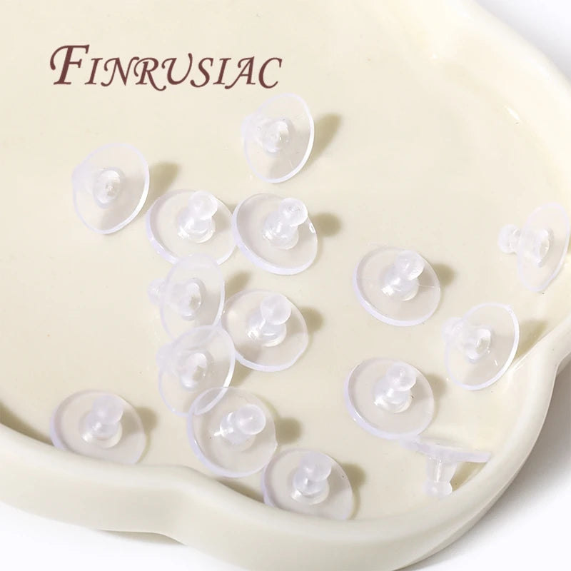 100Pcs Silicone Earring Backs – Gold Plated DIY Jewelry Findings Earring Back Findings P3