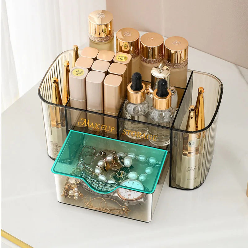 Multi-Tier Transparent Makeup Organizer with Drawers Makeup Organizer P3
