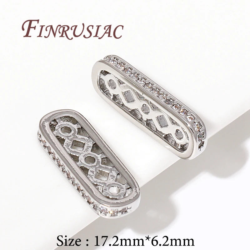 18K Gold Plated Brass Zircon Spacer Beads – DIY Jewelry Spacer Bead Findings P3 Rhodium Plated 4 pieces
