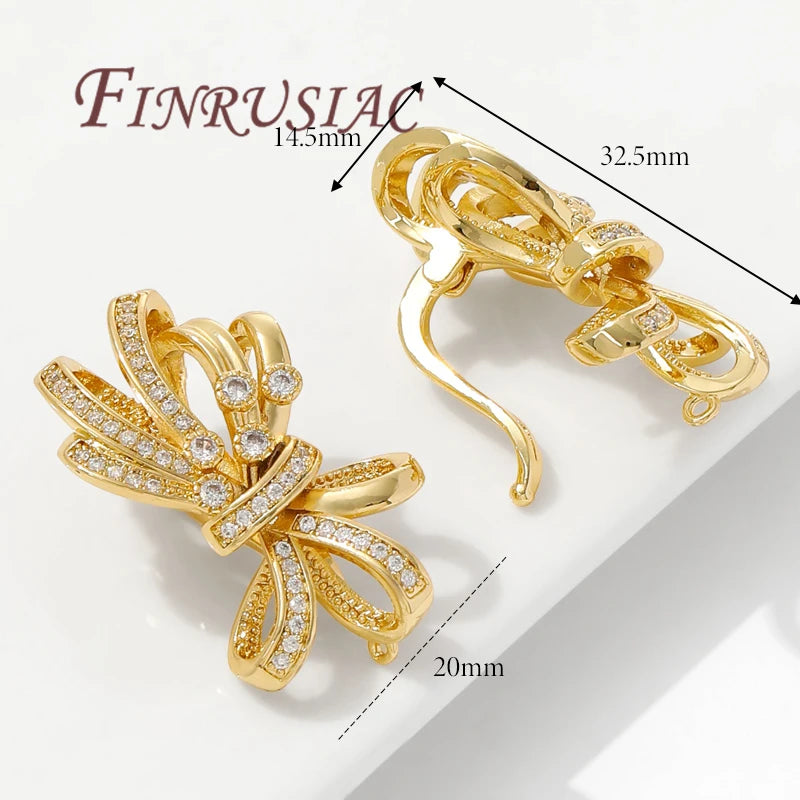 18K Gold Plated Necklace Clasp – Brass Zircon DIY Connector Jewelry Clasp Connector P3 18k Gold Plated 1 piece