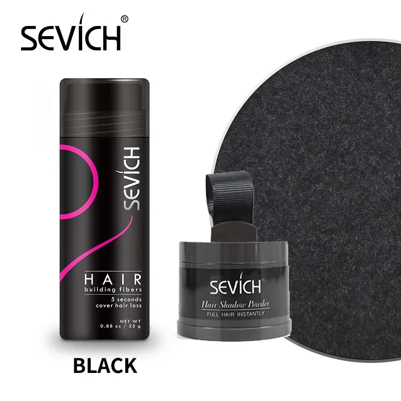 Sevich Keratin Hair Fiber & Hairline Shadow Powder Kit 2pc Hair Fiber Powder Kit P3 Black