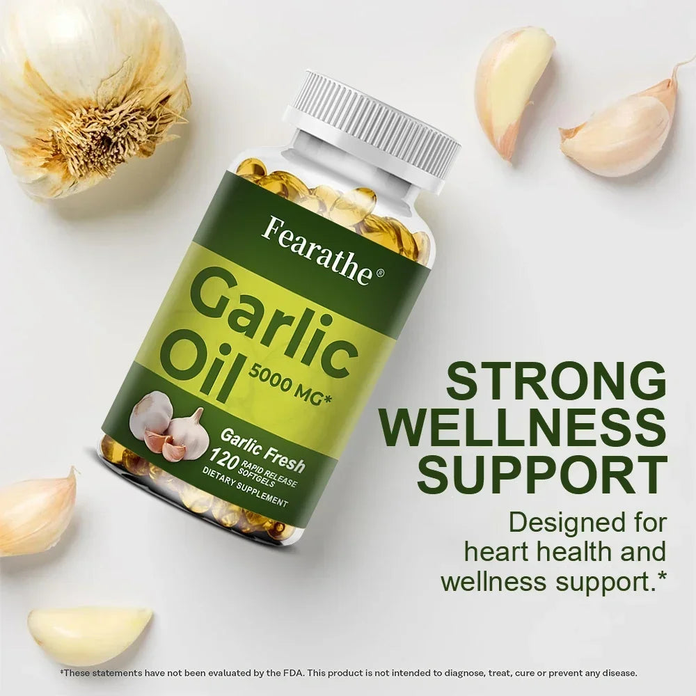 Garlic Oil Softgels 5000mg – Non-GMO Gluten-Free Supplement Herbal Supplement P3