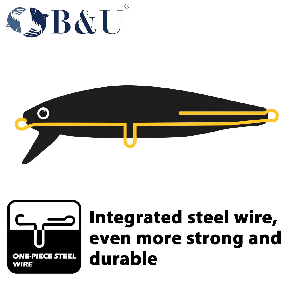 B&U Sinking Saltwater Minnow Lure | Sea Bass & Pike Hard Bait Sinking Minnow Lure P3