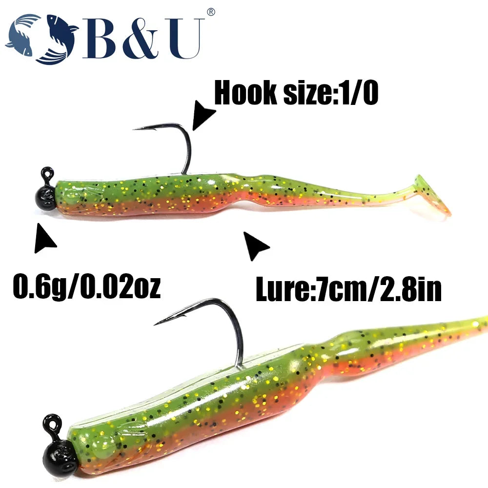 B&U 70mm Soft Swimbait Lure – Pike Zander Perch + JIG Head Soft Swimbait Lure P3