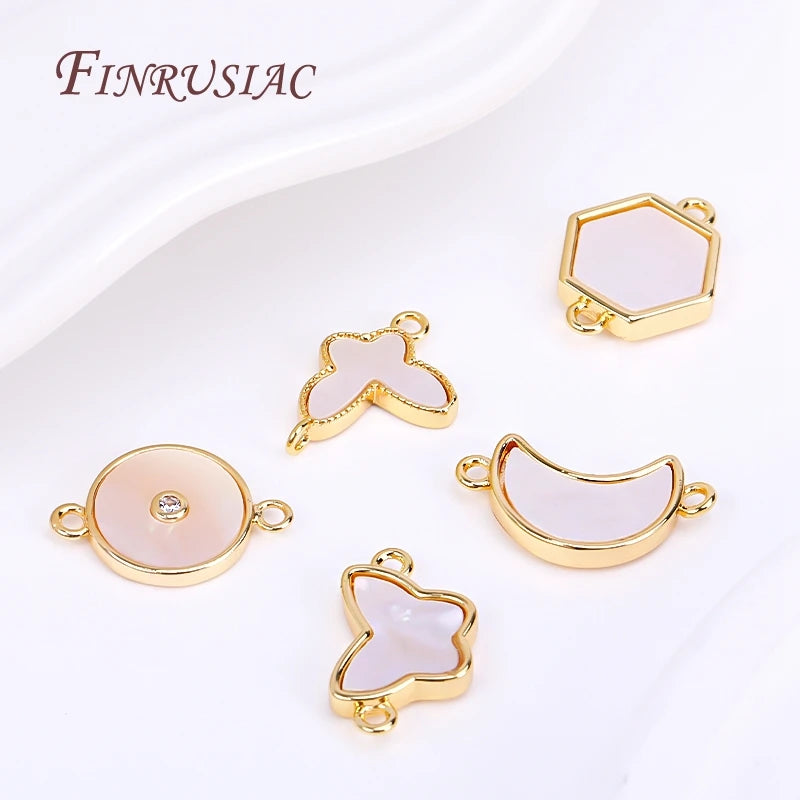 18K Gold Plated Shell Geometry Connector Charms | DIY Pendants Connector Pendant Charms P3