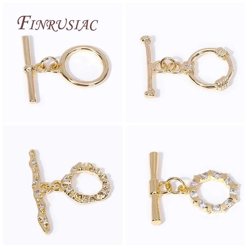 14K Gold Plated Zircon OT Toggle Clasps – 7 Styles DIY Jewelry Jewelry Toggle Clasp P3