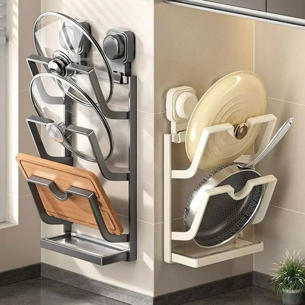 Suction Cup Pot Lid Holder – Wall Mount Storage Rack Kitchen Storage Rack P3
