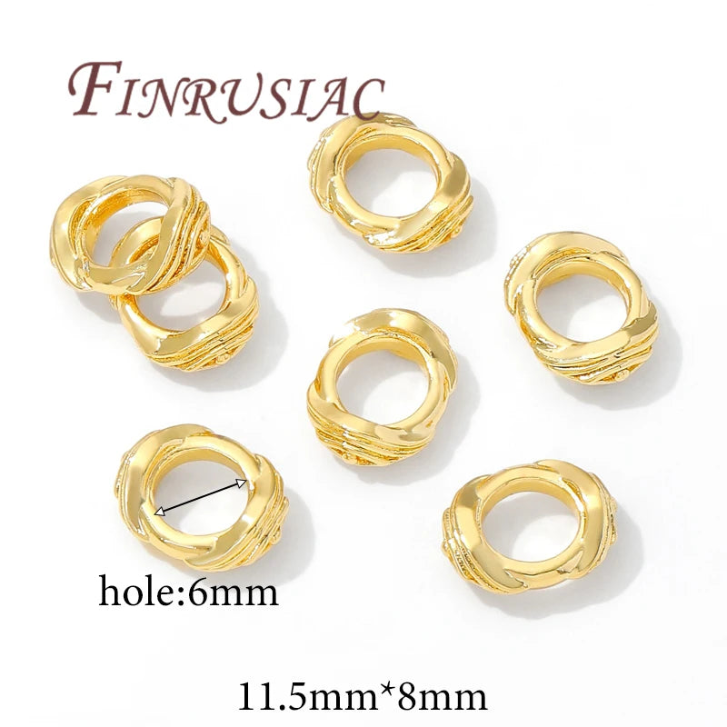 18K Gold Plated Big Hole Spacer Beads 11.5mm DIY Jewelry Gold Spacer Beads P3 18K Gold Plated 5 pcs