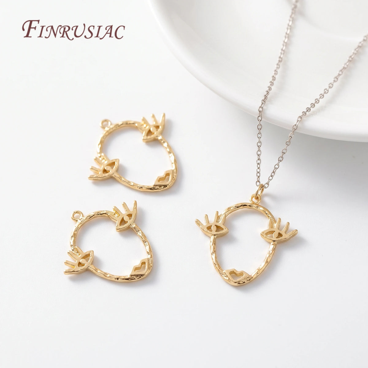 14K Gold Plated Abstract Face Charm Pendant | DIY Jewelry Jewelry Charm Pendant P3