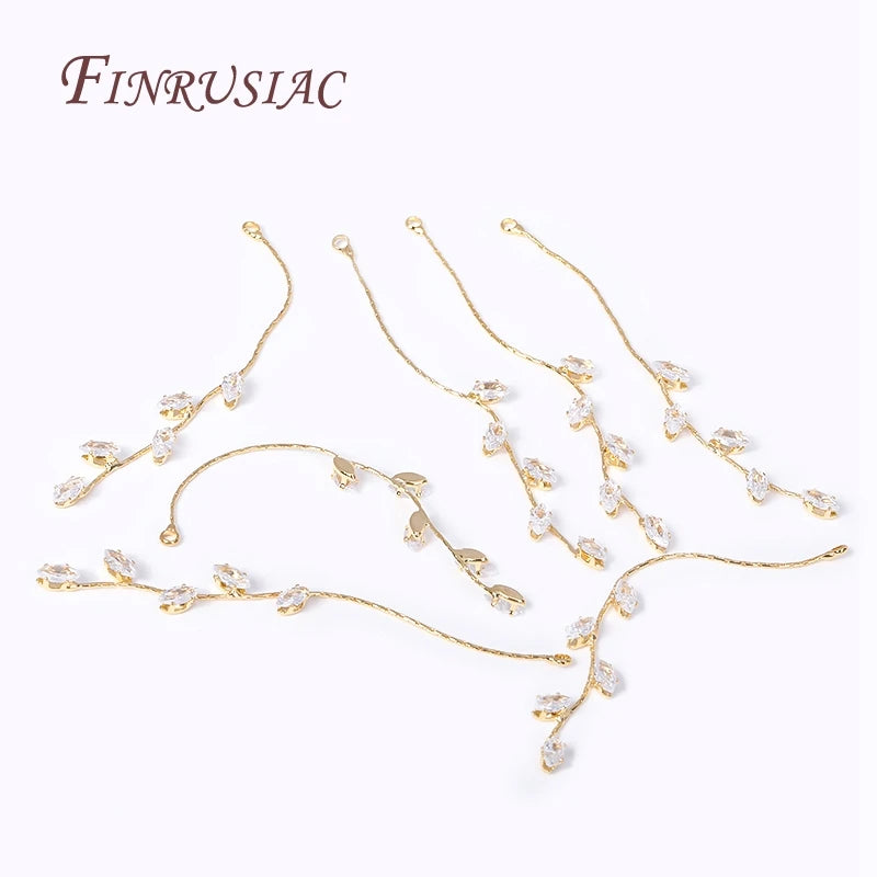 18K Gold Plated CZ Long Tassel Earring Charms | DIY Jewelry Earring Tassel Charms P3