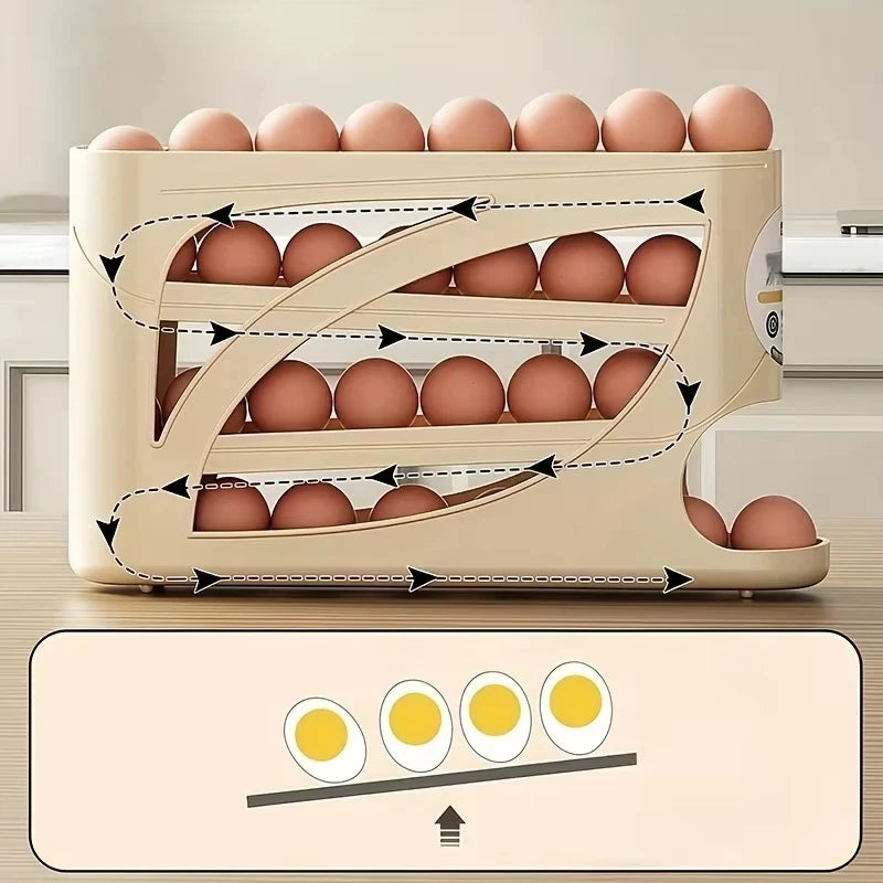 4-Tier Rolling Egg Organizer – 30-Egg Fridge Storage Rack Egg Storage Organizer P3