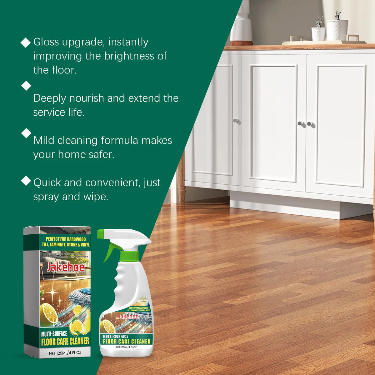 JAKEHOE Floor Cleaner Spray – Multi-Surface Shine No Residue 120ml Floor Cleaner Spray P3