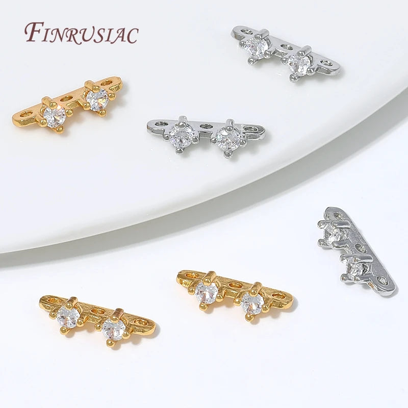 18K Gold Plated CZ 3-Hole Spacer Bar Connector | DIY Jewelry Jewelry Connector Finding P3