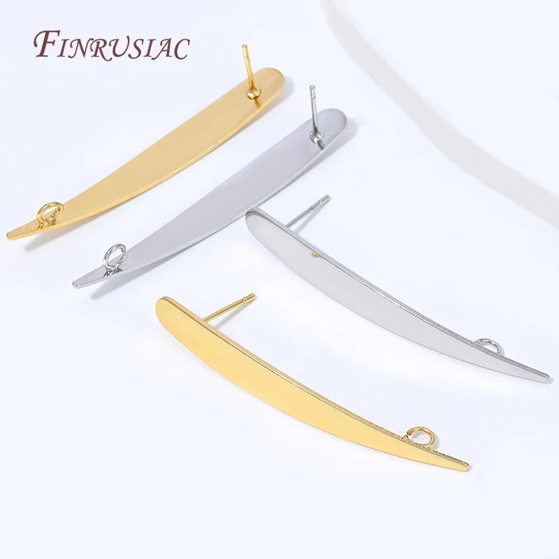 18K Gold Plated Curved Bar Stud Earring Posts – DIY Blanks Earring Blanks P3
