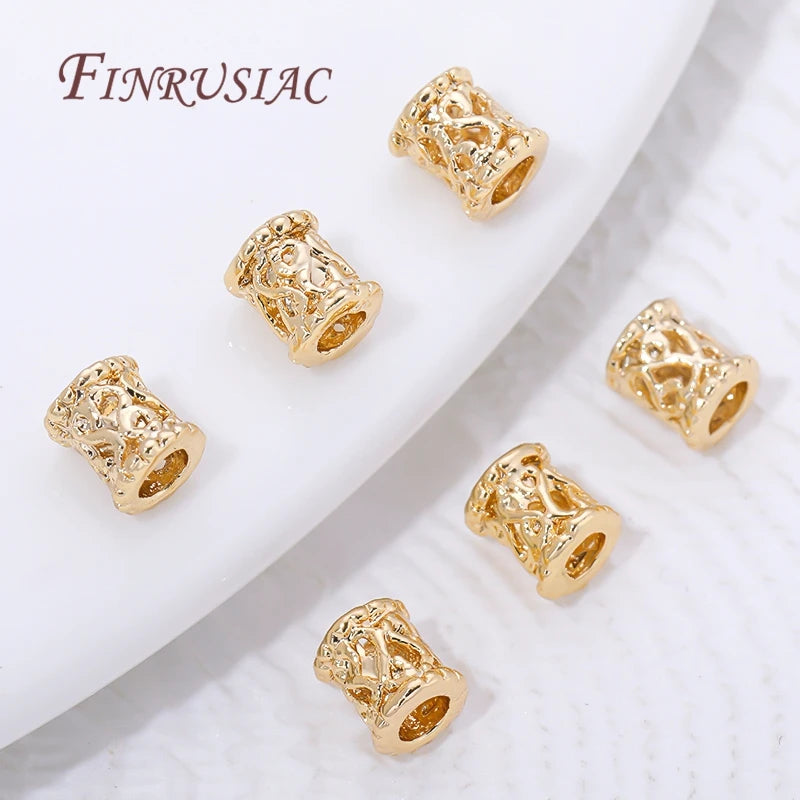 18K Gold Plated Brass Barrel Beads | DIY Jewelry Making Jewelry Making Beads P3